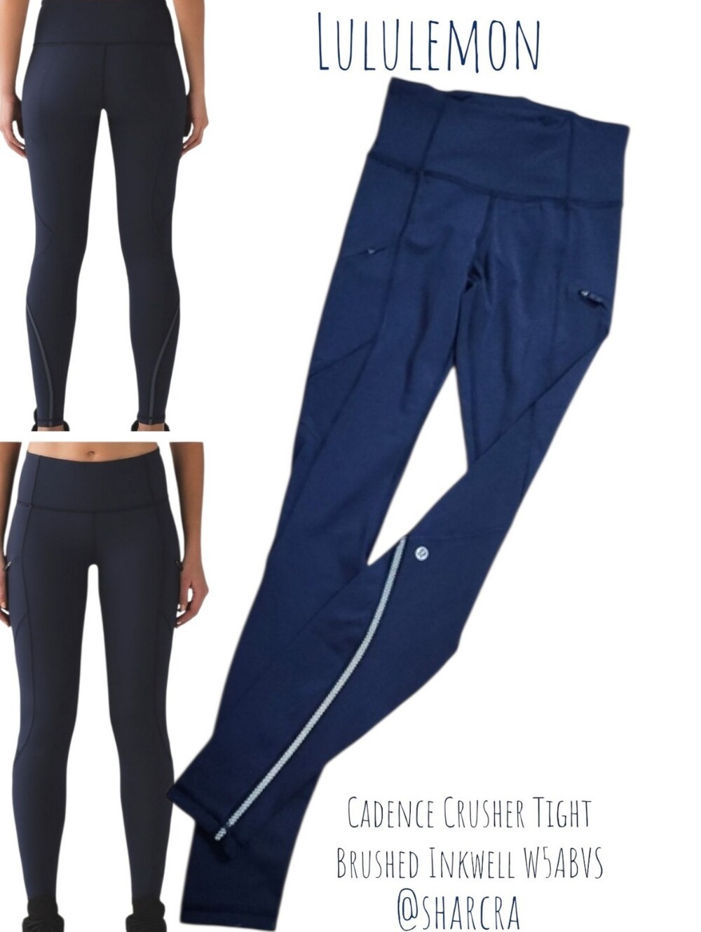 Lululemon Cadence Crusher Tight Brushed Inkwell Women's 2 Running Leggings